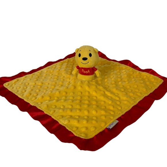 Itty Bittys Disney Winnie The Pooh Plush Lovey Security Blanket Yellow Red Minky - Picture 3 of 11